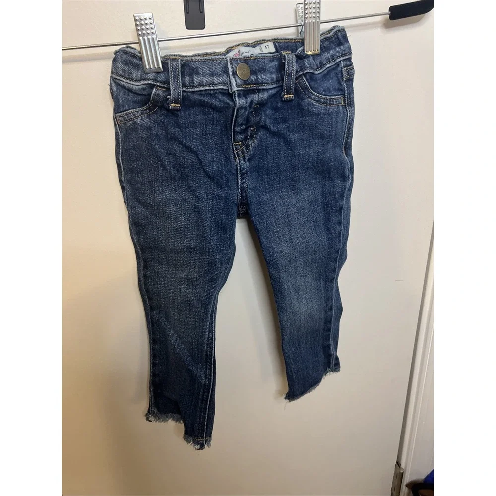 Vineyard Vines Girls 4T Dark Wash Raw Hem Adjustable Waist‎ Denim Jeans